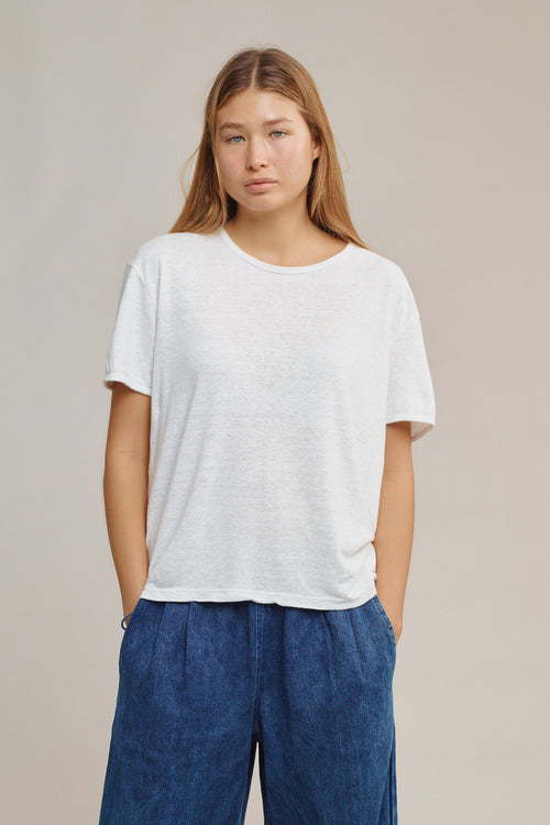 Aurora 100% Everyday Hemp Tee | Jungmaven Hemp Clothing & Accessories / model_desc: Katriel is 5’9” wearing S