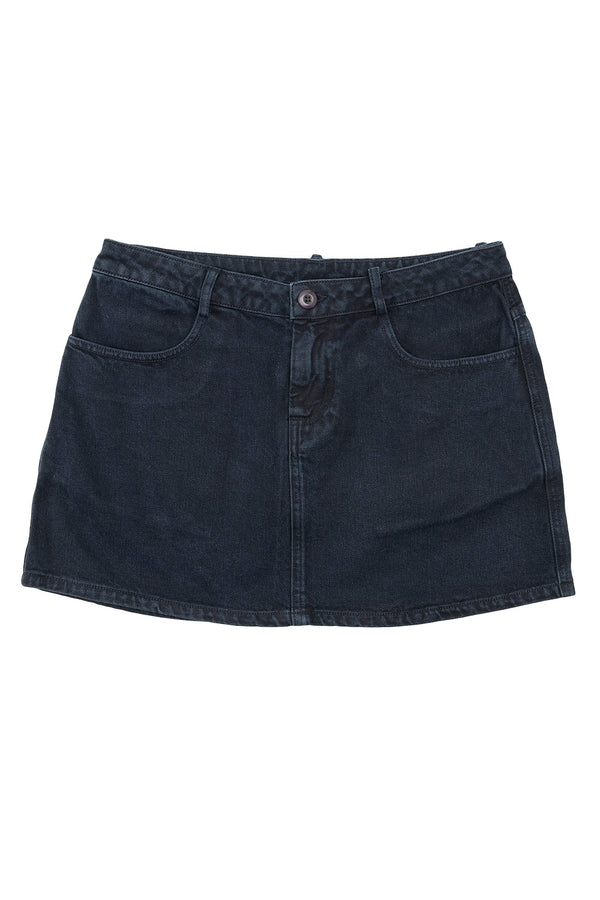 Atlas Denim Mini Skirt | Jungmaven Hemp Clothing & Accessories / Color: Black Indigo