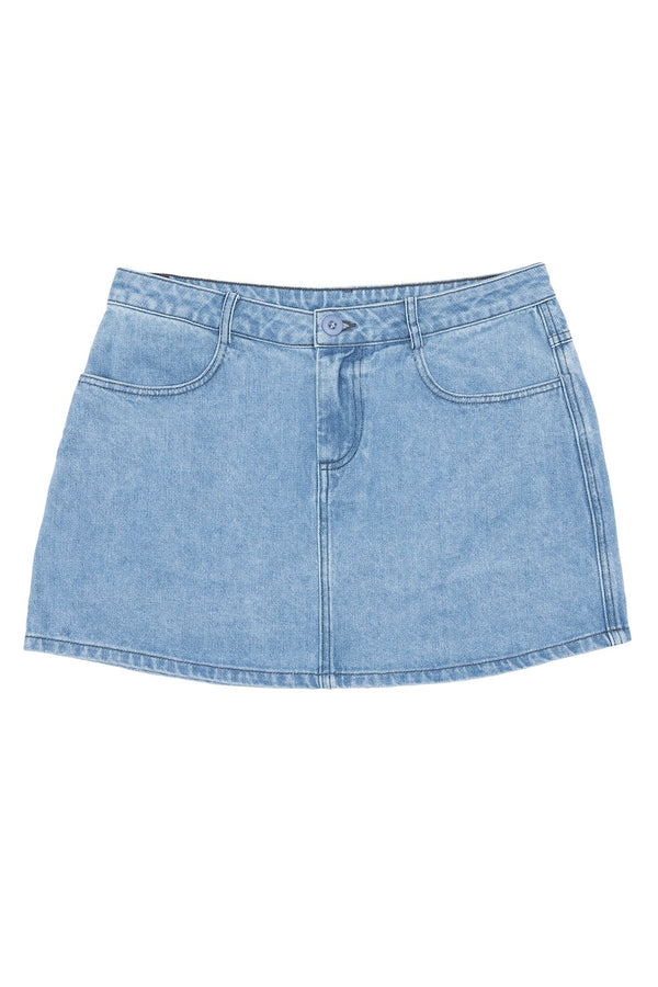 Atlas Denim Mini Skirt | Jungmaven Hemp Clothing & Accessories / Color: Light
