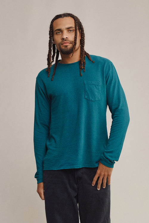 Baja Long Sleeve Pocket Tee | Jungmaven Hemp Clothing & Accessories / model_desc: Davon is 6’0” wearing L