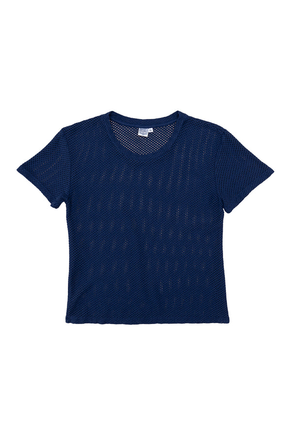 Carmen Mesh Cropped Tee | Jungmaven Hemp Clothing & Accessories / Color: Deep Indigo 