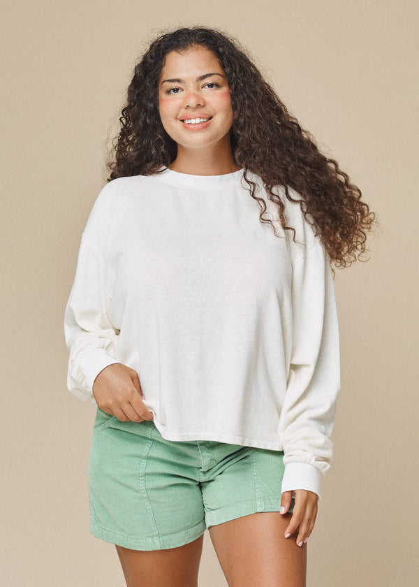 Cropped Long Sleeve Tee | Jungmaven Hemp Clothing & Accessories / model_desc: Nikki is 5’2” wearing L
