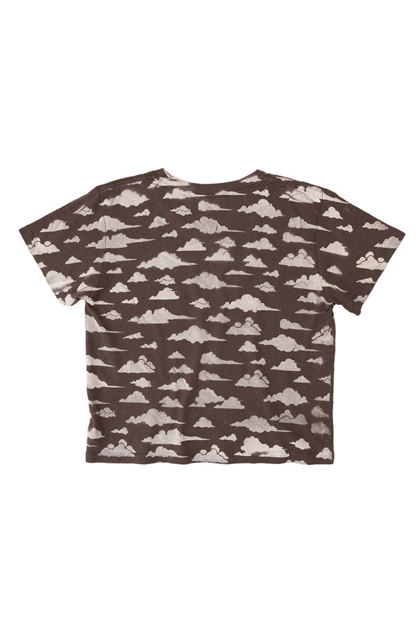 Clouds Cropped Lorel Tee | Jungmaven Hemp Clothing & Accessories / model_desc: Back in Coffee Bean