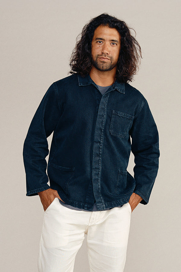 Denim Olympic Jacket | Jungmaven Hemp Clothing & Accessories / model_desc: Matias is 6’2” wearing L
