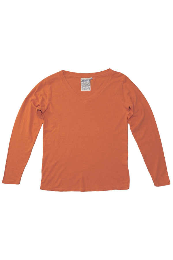 Finch Long Sleeve V-neck - Sale Colors | Jungmaven Hemp Clothing & Accessories / Color: Burnt Orange