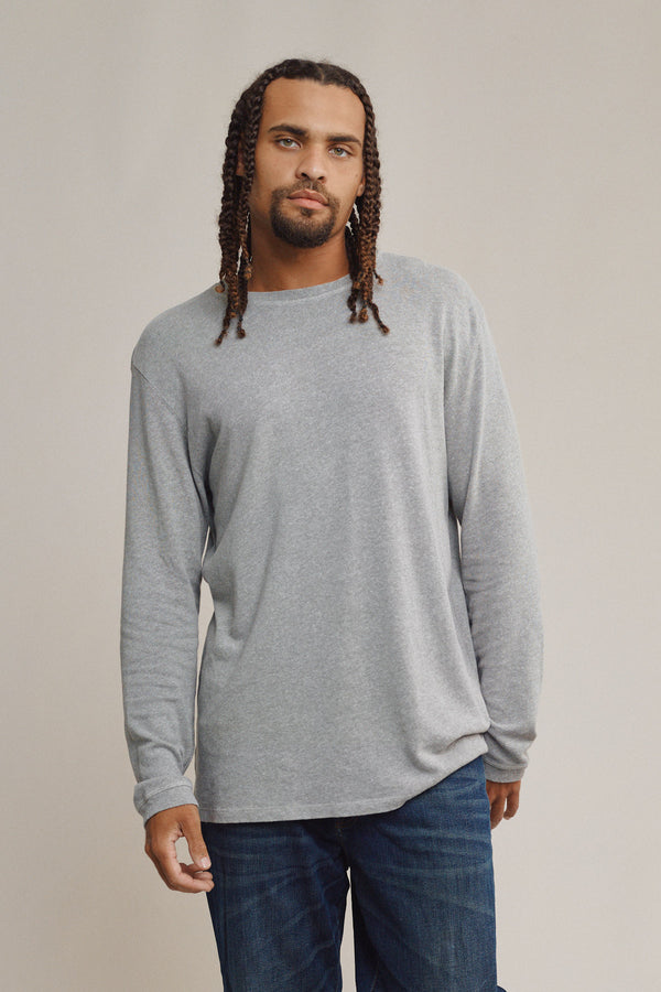 Heathered Baja Long Sleeve Tee | Jungmaven Hemp Clothing & Accessories / model_desc: Davon is 6'0" wearing L