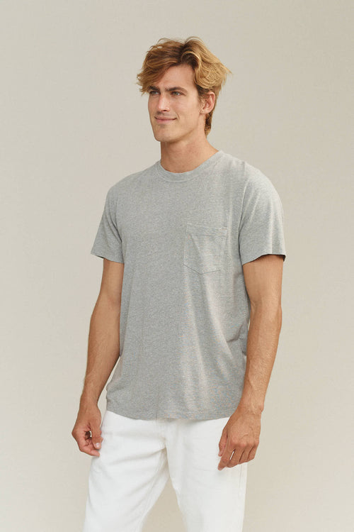 Heathered Jung Pocket Tee | Jungmaven Hemp Clothing & Accessories / model_desc: Louis is 6'0” wearing L