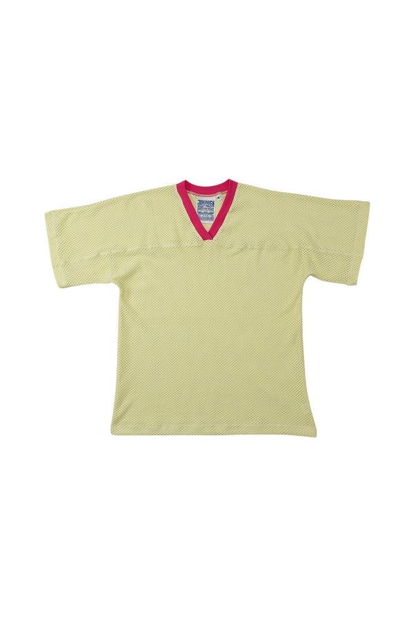 Miles Mesh Jersey | Jungmaven Hemp Clothing & Accessories / Color: Sunbleached Yellow w/ Electric Fuchsia