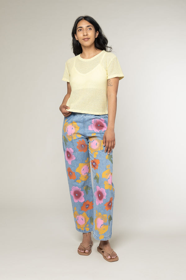 Floral Ocean Denim Pant | Jungmaven Hemp Clothing & Accessories / model_desc: Davina is 5’7” wearing S