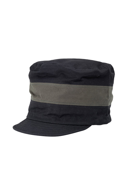 Tall Hemp Twill Cap by Phatee Wear | Jungmaven Hemp Clothing & Accessories / Color: Black with Olive Stripe