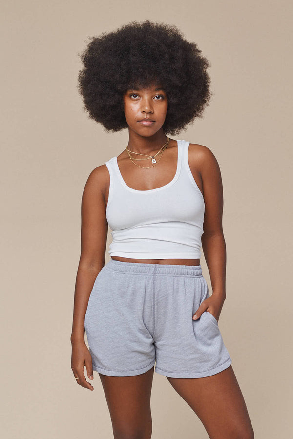 Heathered Sun Short | Jungmaven Hemp Clothing & Accessories / model_desc: Abeba is  5’7” wearing S
