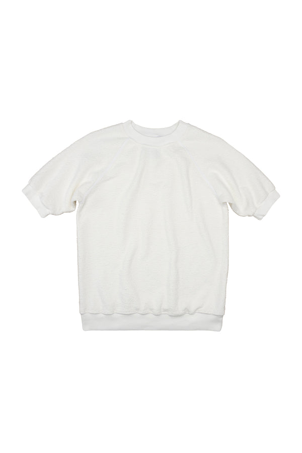 Short Sleeve Raglan Sherpa Sweatshirt | Jungmaven Hemp Clothing & Accessories / Color: Washed White