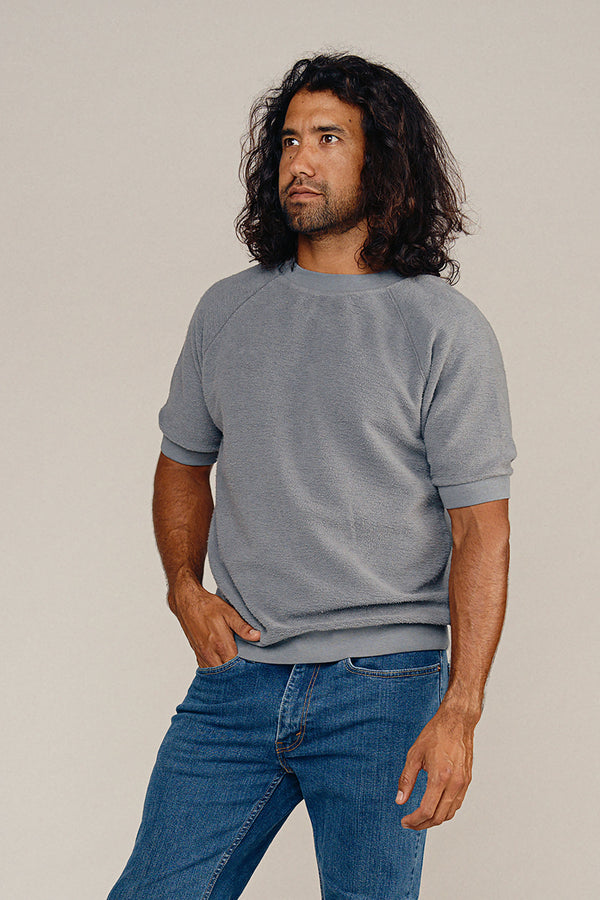 Heathered Short Sleeve Raglan Sherpa Sweatshirt | Jungmaven Hemp Clothing & Accessories / Color: