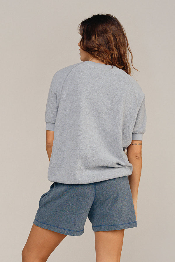 Heathered Short Sleeve Raglan Sherpa Sweatshirt | Jungmaven Hemp Clothing & Accessories / Color: